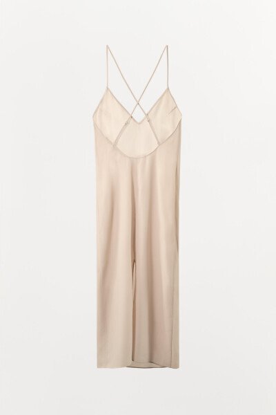 Multi-position halter long slip dress - Beige pink - 6