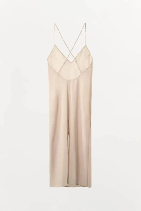 Multi-position halter long slip dress - Beige pink - 6