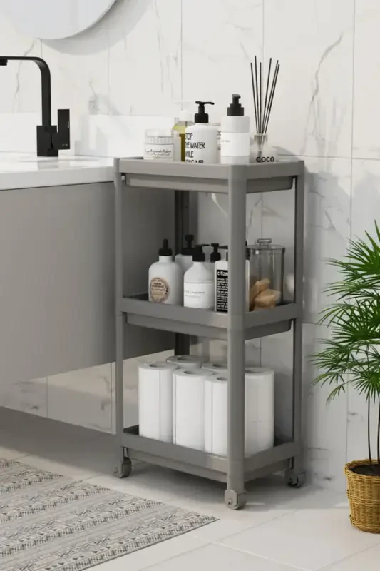 Multi-Purpose 3-Tier Rolling Bathroom Shelf Unit Di - TREND MAISON
