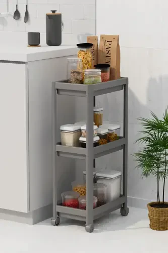 Multi-Purpose 3-Tier Rolling Bathroom Shelf Unit Di - 4