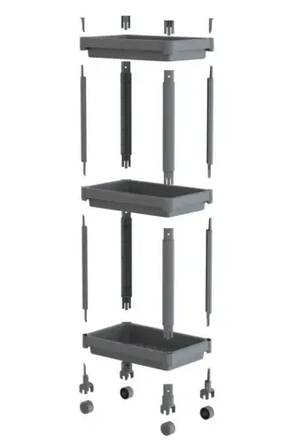Multi-Purpose 3-Tier Rolling Bathroom Shelf Unit Organizer-Black - 7