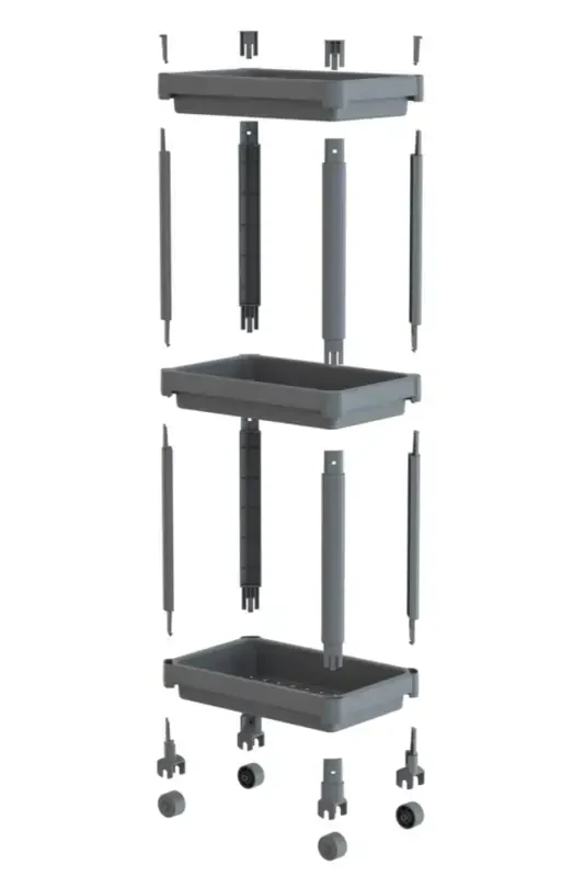 Multi-Purpose 3-Tier Rolling Bathroom Shelf Unit Organizer-Black - 7