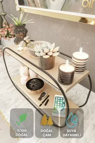 Multi-Purpose Bathroom Organizer Oval Shelf Wooden Desktop Bath Kitchen Shelf Jewelry And Makeup Organizer - BINO (1)