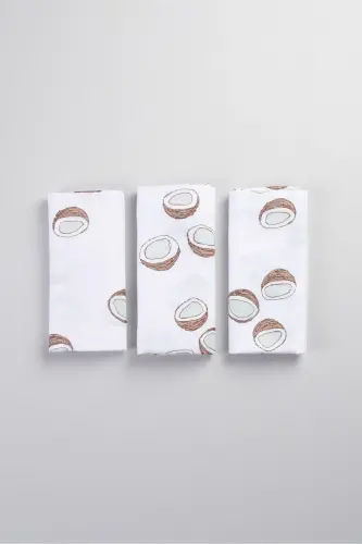 Multi-Purpose Muslin Cover & Blanket 3-Piece Set 100% Cotton Oeko-tex Certified 80 x 80 Cm ( Coconut ) - Coconut - BONDBERRO (1)
