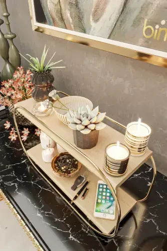 Multi-Purpose Organizer Oval Shelf Wooden Desktop Ban - 4