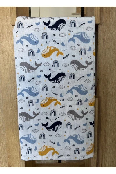 Multi-Purpose Whale Patterned Muslin Baby Blanket - COB