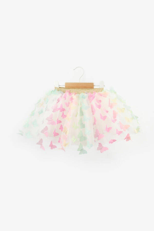 Multicolored Butterfly Appliqué Girls Tulle Skirt - Pauline - 5