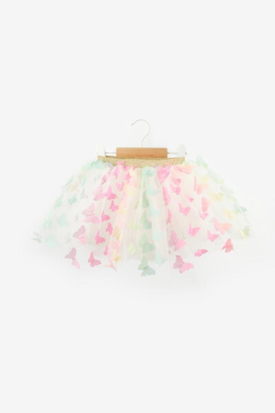 Multicolored Butterfly Appliqué Girls Tulle Skirt - Pauline - 1