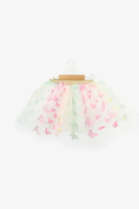 Multicolored Butterfly Appliqué Girls Tulle Skirt - Pauline - 3