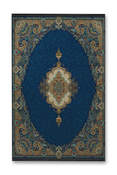 Multicolored Detailed Navy Blue Antique Design Series Patterned Decorative Rug antik124 - RUGS MODERN HALI (1)