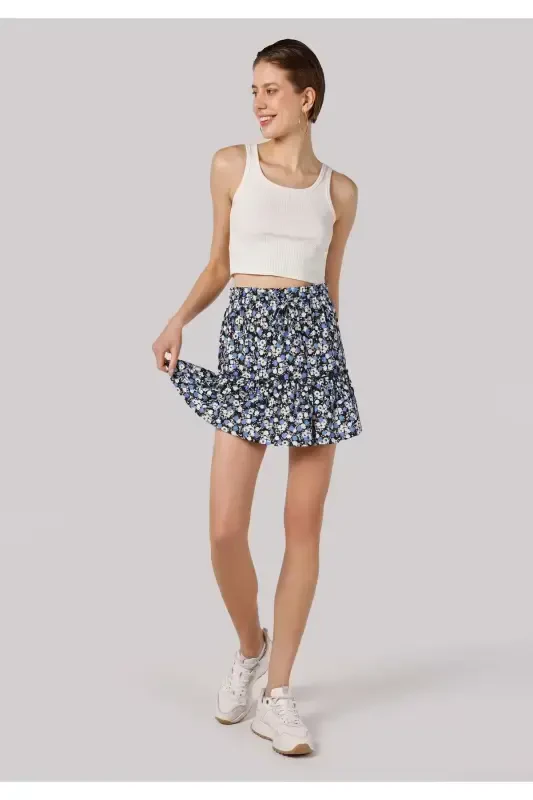 Multicolored, mini, pleated women's skirt - COLIN’S