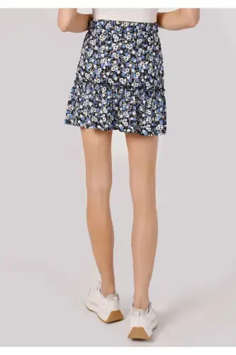 Multicolored, mini, pleated women's skirt - 2