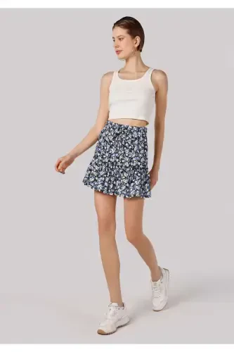 Multicolored, mini, pleated women's skirt - 3