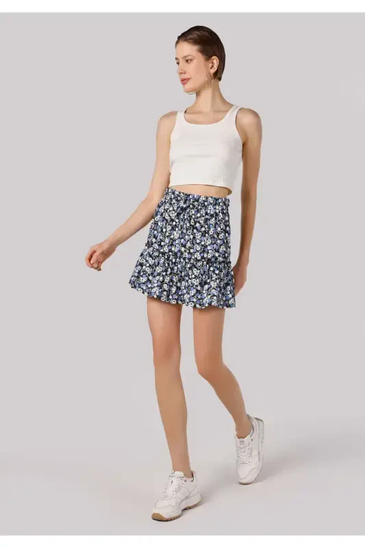 Multicolored, mini, pleated women's skirt - 3