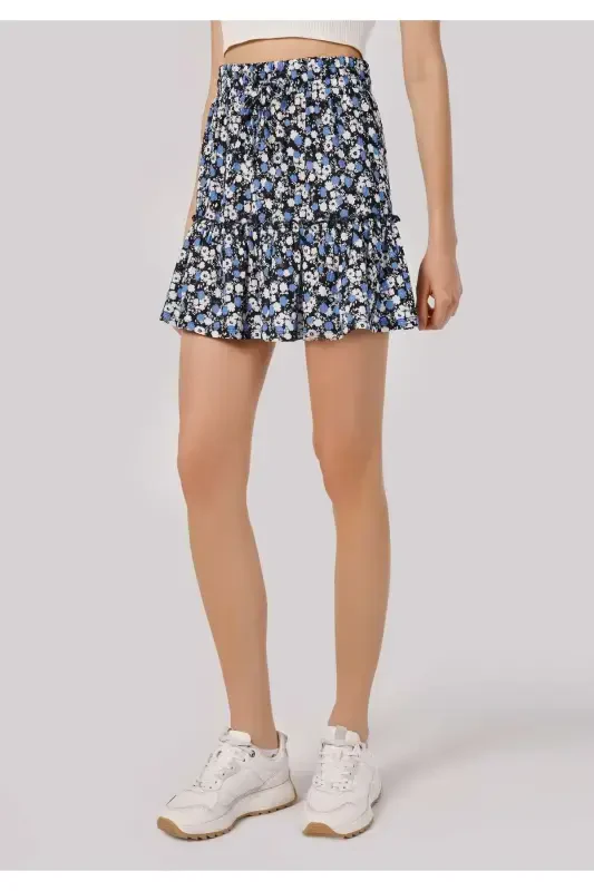 Multicolored, mini, pleated women's skirt - 4