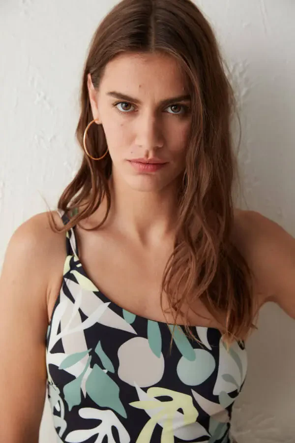 Multicolored Sandra One Shoulder Swimsuit - 13