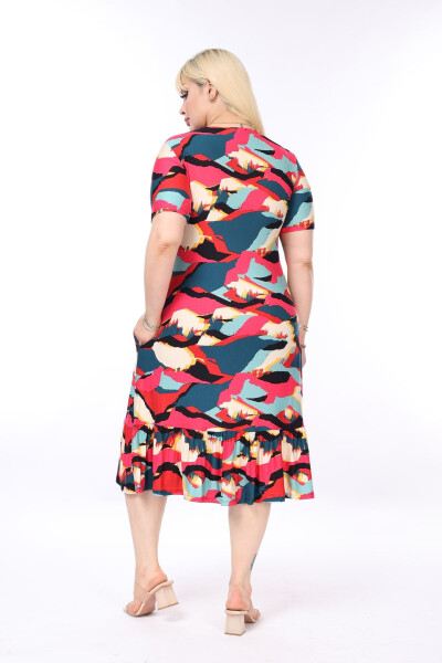 Multicolored Skirt with Frills and Pockets, Plus Size Dress - 5