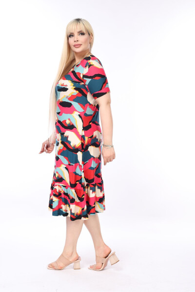 Multicolored Skirt with Frills and Pockets, Plus Size Dress - 6