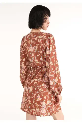 Multicolored, V-neck printed women's dress. - COLIN’S (1)