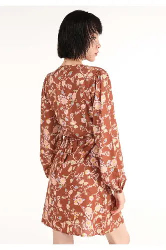 Multicolored, V-neck printed women's dress. - COLIN'S (1)