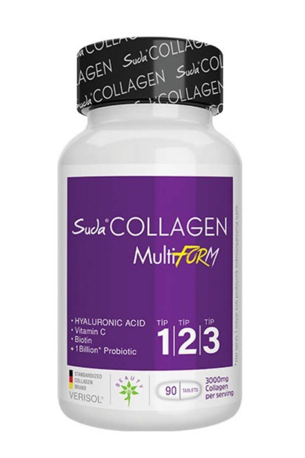 Multiform Collagen 90 Tablets Type 1 - Type 2 - Type 3 - 1 Billion Probiotic - Biotin - Vitamin C - 1