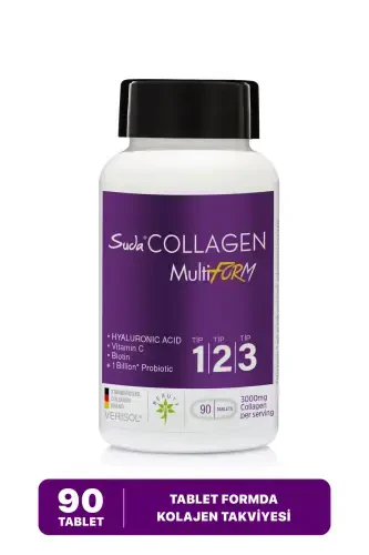 Multiform Collagen 90 Tablets Type 1 - Type 2 - Type 3 - 1 Billion Probiotic - Biotin - Vitamin C - 1