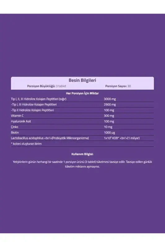 Multiform Collagen 90 Tablets Type 1 - Type 2 - Type 3 - 1 Billion Probiotic - Biotin - Vitamin C - 6