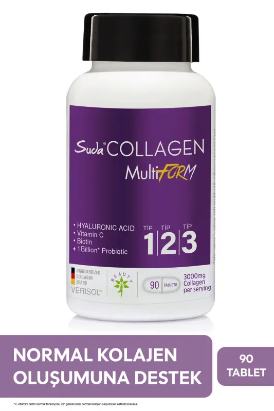 Multiform Collagen 90 Tablets Type 1 - Type 2 - Type 3 - 1 Billion Probiotic - Biotin - Vitamin C - 1