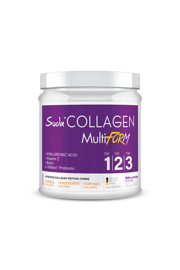 Multiform Collagen Unflavored 300g - 9600 mg Hydrolyzed Collagen Peptides - Type 1, Type 2, Type 3 - 5