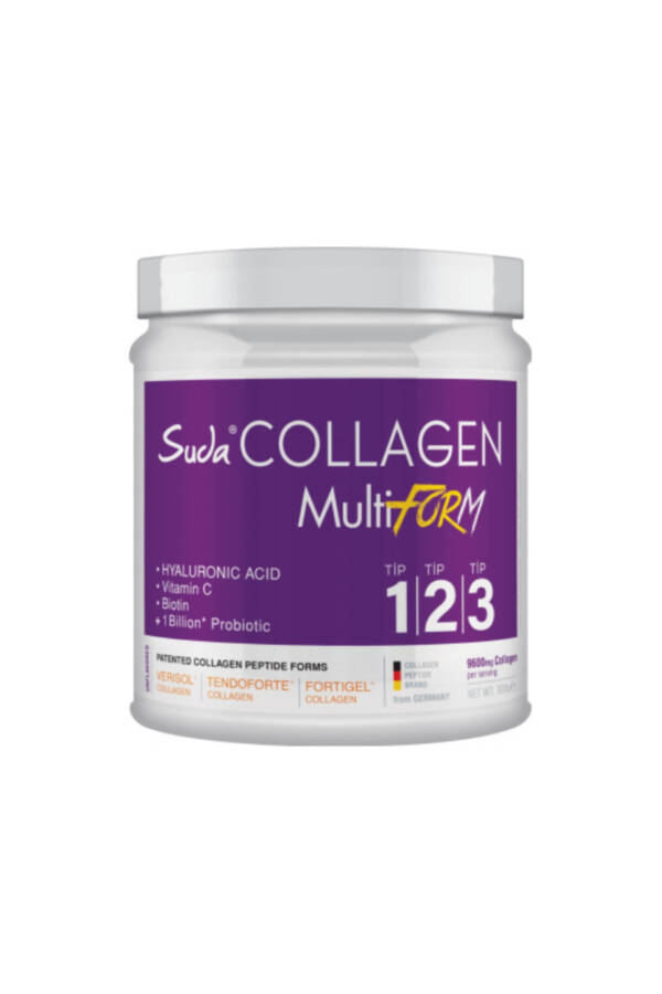 Multiform Collagen Unflavored 300g - 9600 mg Hydrolyzed Collagen Peptides - Type 1, Type 2, Type 3 - 10