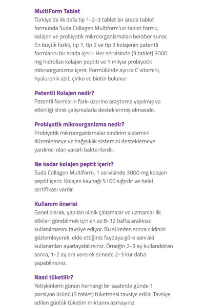 Multiform Kolajen 90 Tablet Tip1 - Tip2 - Tip3 - 1 Milyar Probiyotik - Biyotin - C Vitamini - 3