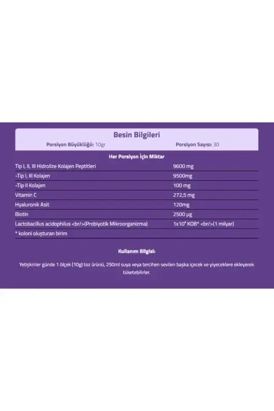 Multiform Toz Aromasız Kolajen- Tip I-II-III, C Vitamini, Biotin, Hyaluronik Asit, Probiyotik | 300g - 3