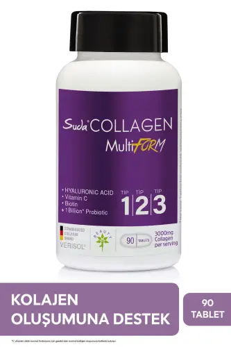 Multiform Kollagen 90 Tablet 1-tur - 2-tur - 3-tur - 1 milliard Probiotik - Biotin - S vitamini - 1