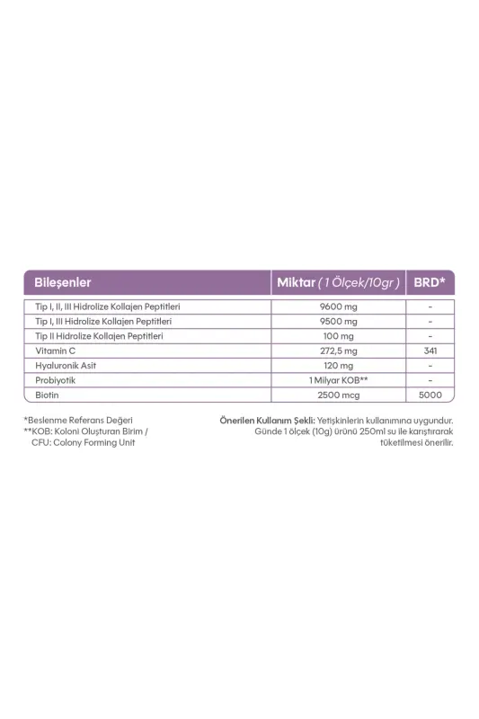 Multiform Kollagen Hidoysiz 300gr - 9600 mg Gidrolangan Kollagen Peptidi - 1-turi, 2-turi, 3-turi - 2
