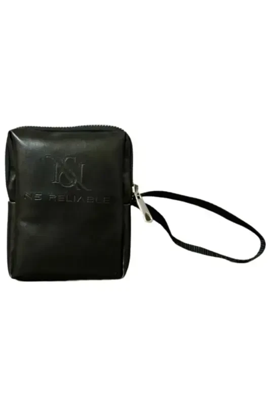 Multifunctional 3-piece Makeup Bag And 1 Piece Sponge Set - Black Patterned - 5