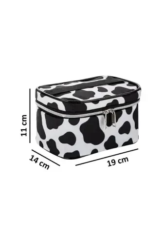 Multifunctional 3-piece Makeup Bag And 1 Piece Sponge Set-Dalmatian Pattern - NS RELIABLE (1)