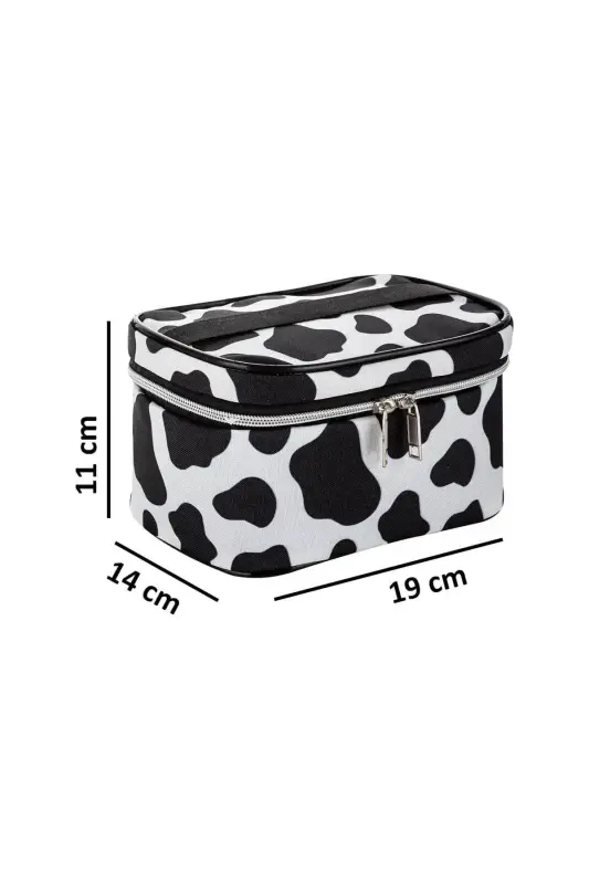 Multifunctional 3-piece Makeup Bag And 1 Piece Sponge Set-Dalmatian Pattern - 2