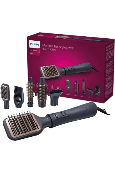 Multifunctional Hair Styling Comb with Argan Oil, Navy Blue, Thermo Brush Head - PHILIPS (1)