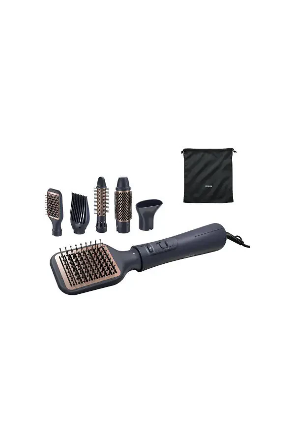 Multifunctional Hair Styling Comb with Argan Oil, Navy Blue, Thermo Brush Head - 3