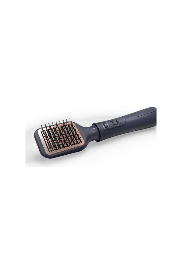 Multifunctional Hair Styling Comb with Argan Oil, Navy Blue, Thermo Brush Head - 1