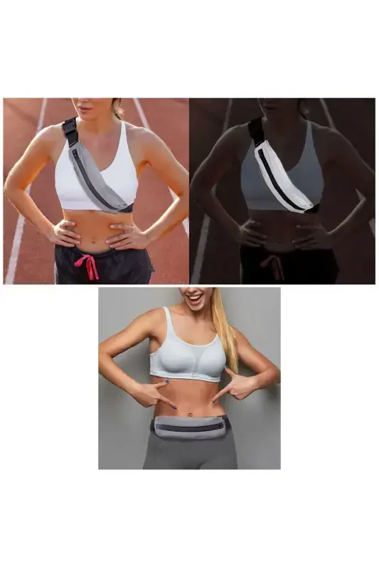 Multifunctional Reflective Athlete Waist Bag-Gray - 6