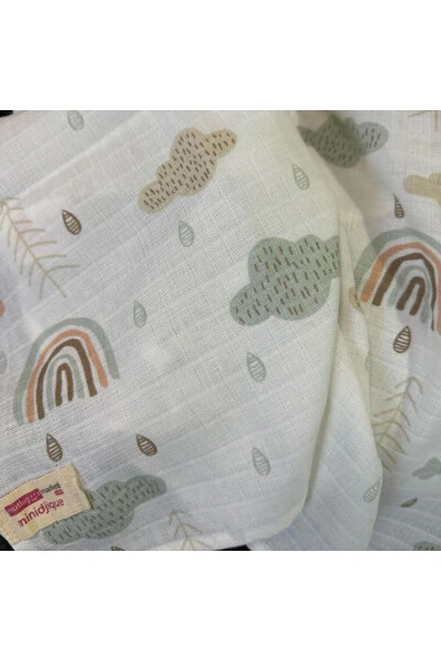 Multipurpose Muslin Blanket 80x80cm Newborn 100% Cotton Oeko-tex Certified Rainbow Figured - 3