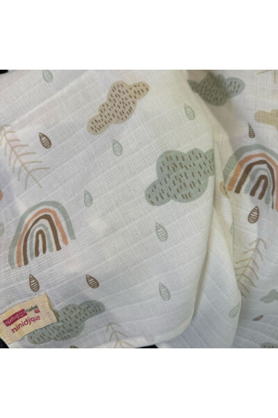 Multipurpose Muslin Blanket 80x80cm Newborn 100% Cotton Oeko-tex Certified Rainbow Figured - 6