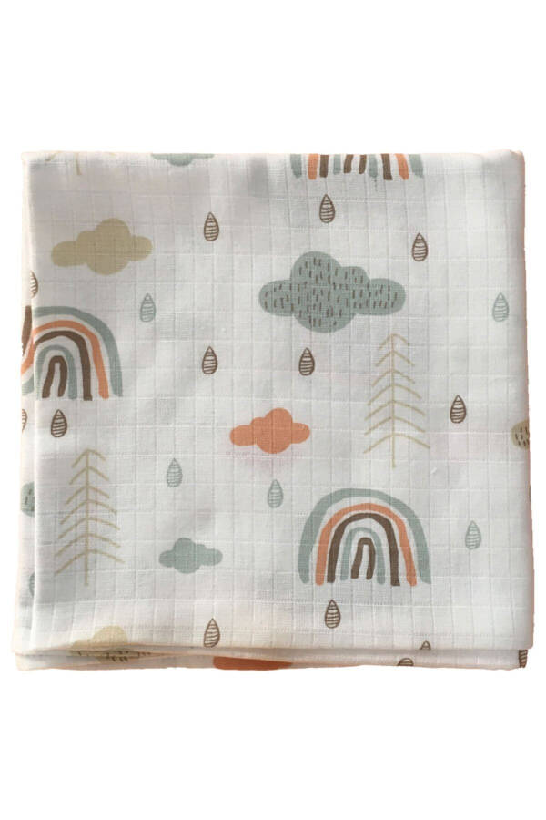 Multipurpose Muslin Blanket 80x80cm Newborn 100% Cotton Oeko-tex Certified Rainbow Figured - 2