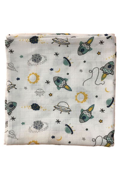 Multipurpose Muslin Blanket 80x80cm Newborn 100% Cotton Oeko-tex Certified Space Travel - 6