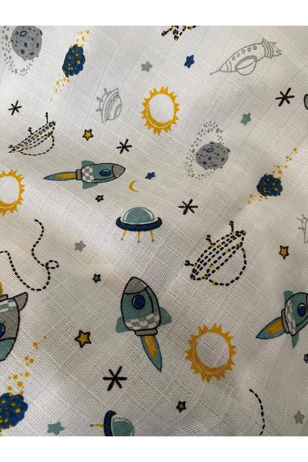 Multipurpose Muslin Blanket 80x80cm Newborn 100% Cotton Oeko-tex Certified Space Travel - 7