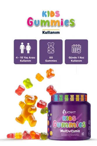 Multivitamin A,C,E,D3,B3.B5.B6.B12.Biotin,Iodine Gummies Kids - 3