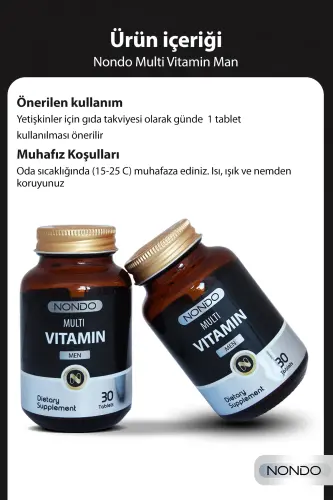 Multivitamin Erkaklar uchun 30 ta Tabletka (A,B1,B2,B3,B6,B7,B12,C,D,E,H VITAMINLARI, PANAX GINSENG, SAW PALMETTO) - 3