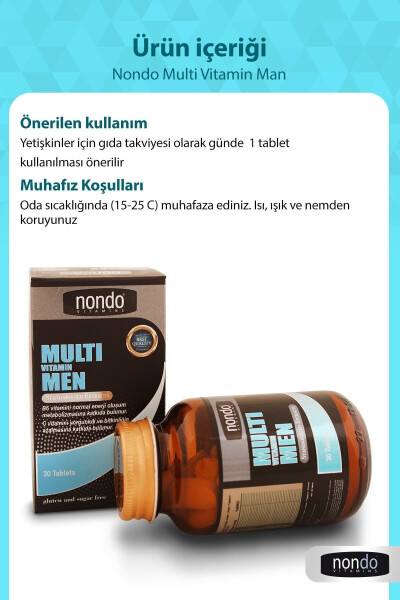 Multivitamin Erkaklar uchun 30 ta Tabletka (A,B1,B2,B3,B6,B7,B12,C,D,E,H VITAMINLARI, PANAX GINSENG, SAW PALMETTO) - 9