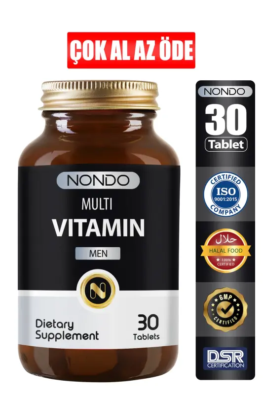 Multivitamin Erkaklar uchun 30 ta Tabletka (A,B1,B2,B3,B6,B7,B12,C,D,E,H VITAMINLARI, PANAX GINSENG, SAW PALMETTO) - 1